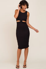 Black Cutout Maternity Midi Dress