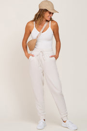 Ivory Basic Drawstring Sweatpants