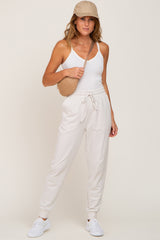 Ivory Basic Drawstring Sweatpants