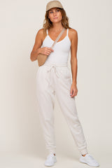 Ivory Basic Drawstring Sweatpants