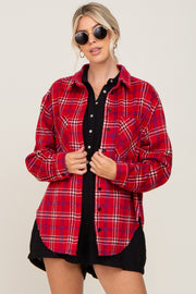 Red Plaid Brushed Flannel Top