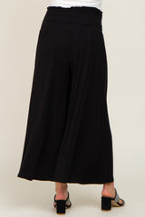 Black Smocked Wide Leg Maternity Pants