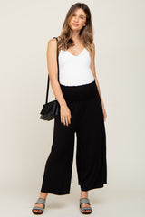 Black Smocked Wide Leg Maternity Pants