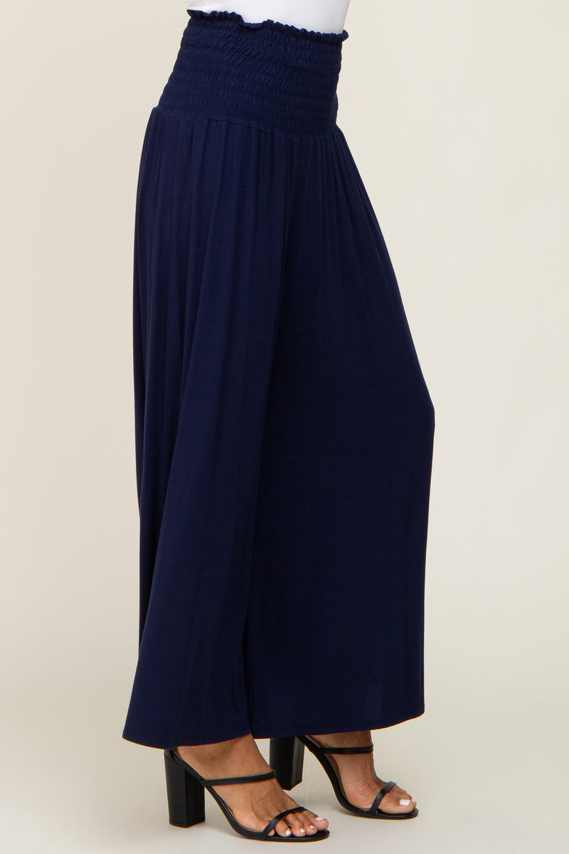 Navy Smocked Wide Leg Pants – PinkBlush