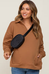 Mocha Collared Pullover Maternity Sweater