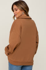 Mocha Collared Pullover Maternity Sweater