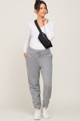 Heather Grey Basic Fleece Maternity Sweatpants