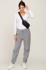 Heather Grey Basic Fleece Maternity Sweatpants