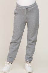 Heather Grey Basic Fleece Maternity Sweatpants