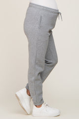 Heather Grey Basic Fleece Maternity Sweatpants