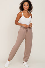 Taupe Basic Fleece Maternity Sweatpants