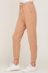 Taupe Ribbed Drawstring Joggers