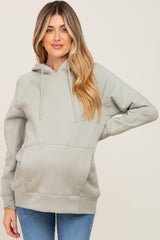 Sage Fleece Front Pocket Maternity Hoodie