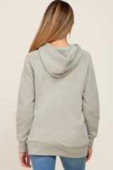 Sage Fleece Front Pocket Maternity Hoodie