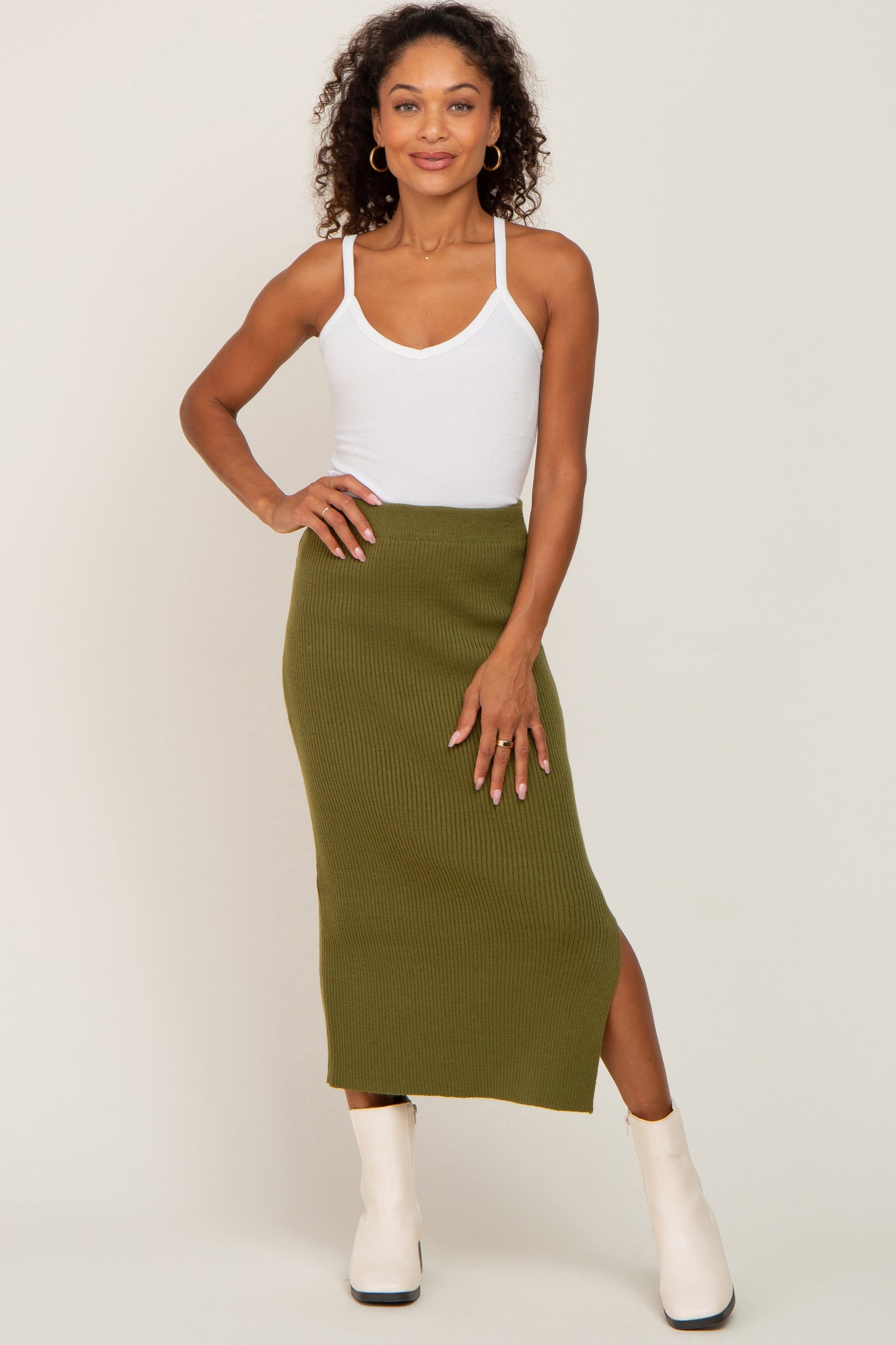 Knit Side-Slit Skirt