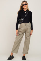 Olive Drawstring Pleated Maternity Denim Pants