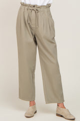 Olive Drawstring Pleated Denim Pants