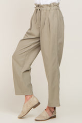 Olive Drawstring Pleated Denim Pants