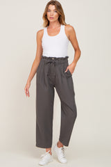 Charcoal Drawstring Pleated Maternity Denim Pants