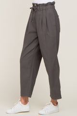 Charcoal Drawstring Pleated Denim Pants