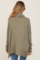 Olive Ribbed Knit Turtleneck Maternity Top