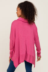 Magenta Ribbed Knit Turtleneck Top