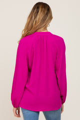 Magenta Basic V-Neck Maternity Blouse