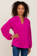 Magenta Basic V-Neck Maternity Blouse