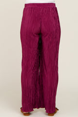 Burgundy Pleated Maternity Wide Leg Pants