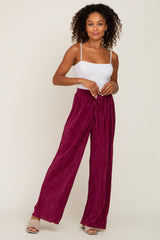 Burgundy Pleated Maternity Wide Leg Pants