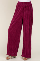 Burgundy Pleated Wide Leg Pants