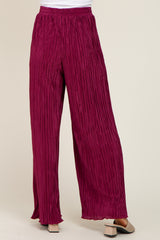 Burgundy Pleated Wide Leg Pants