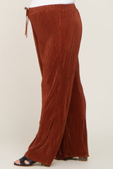 Rust Pleated Maternity Wide Leg Pants