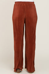 Rust Pleated Maternity Wide Leg Pants