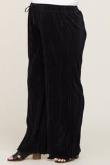 Black Pleated Maternity Wide Leg Pants