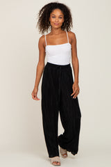 Black Pleated Maternity Wide Leg Pants