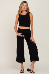 Black Crop Tank Maternity Lounge Set