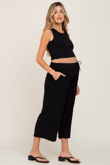 Black Crop Tank Maternity Lounge Set