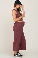 Burgundy Crop Tank Maternity Lounge Set