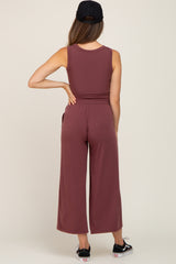 Burgundy Crop Tank Maternity Lounge Set