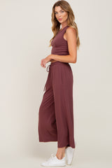 Burgundy Crop Tank Lounge Set