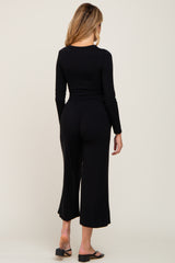 Black Cropped Long Sleeve Maternity Lounge Set