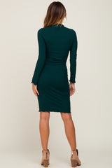 Forest Green Ribbed Mock Neck Dress