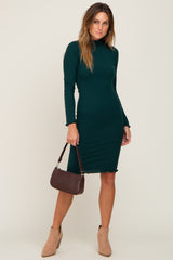 Forest Green Ribbed Mock Neck Dress