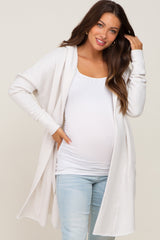 Ivory Hooded Long Maternity Cardigan