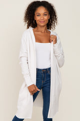 Ivory Hooded Long Maternity Cardigan