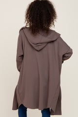 Brown Hooded Long Cardigan