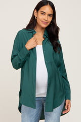 Olive Oversized Maternity Button Down Blouse