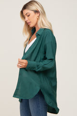 Olive Oversized Button Down Blouse