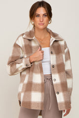 Mocha Plaid Maternity Jacket